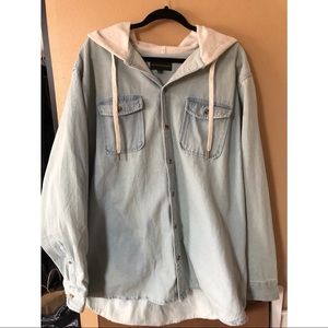 No Boundaries Oversized Hooded Denim Jacket